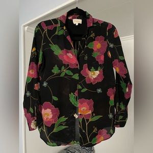 Sezane floral silk blouse